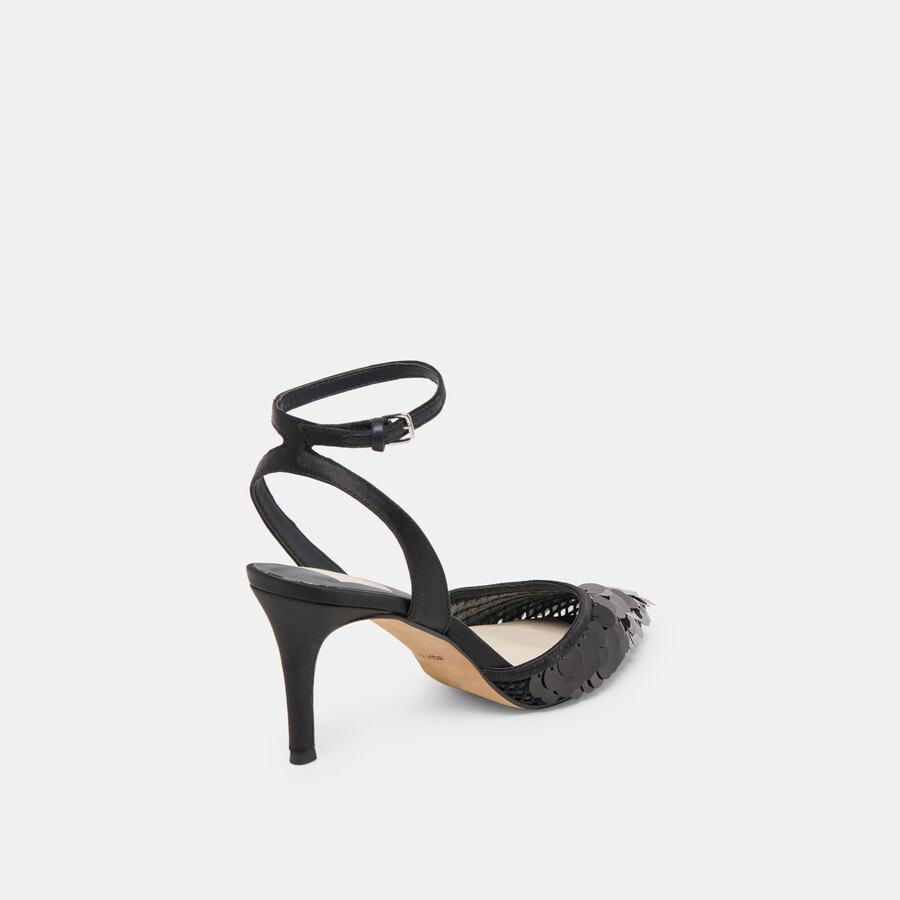 elizza confetti heels onyx gewebtes mesh
