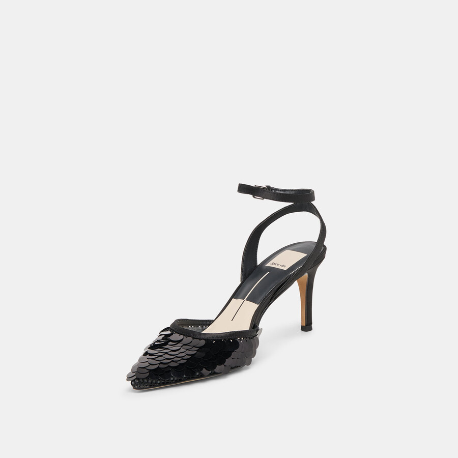 elizza confetti heels onyx gewebtes mesh