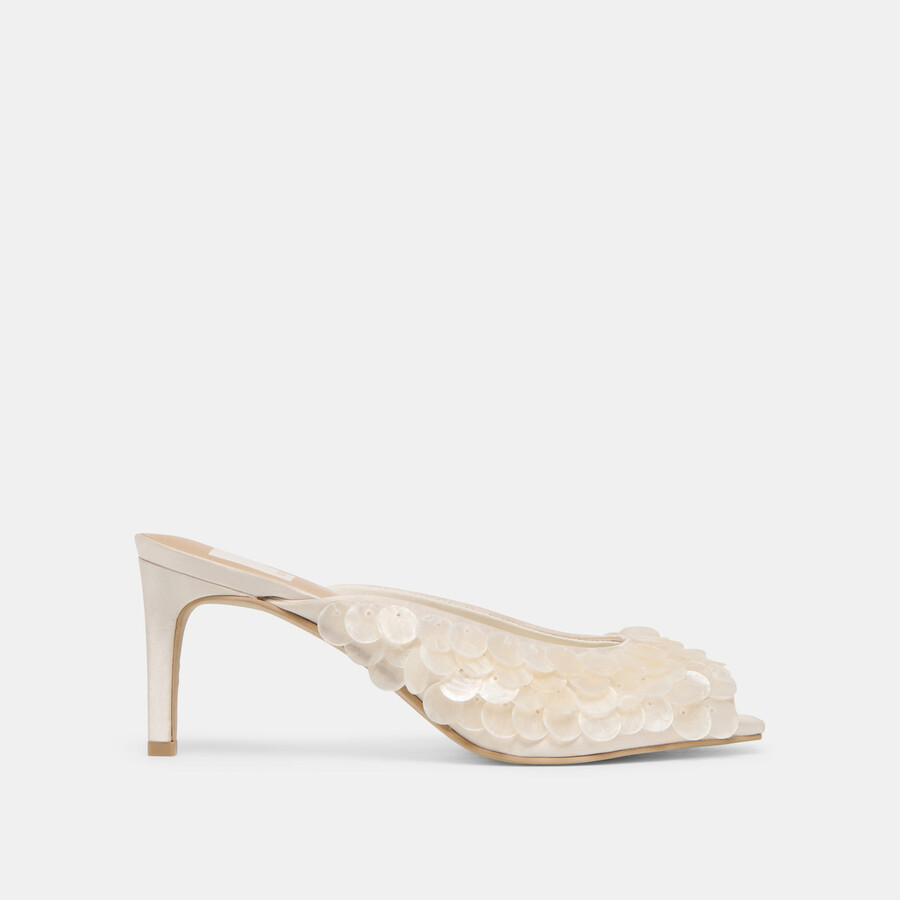 samary confetti heels aus cremefarbenem satin