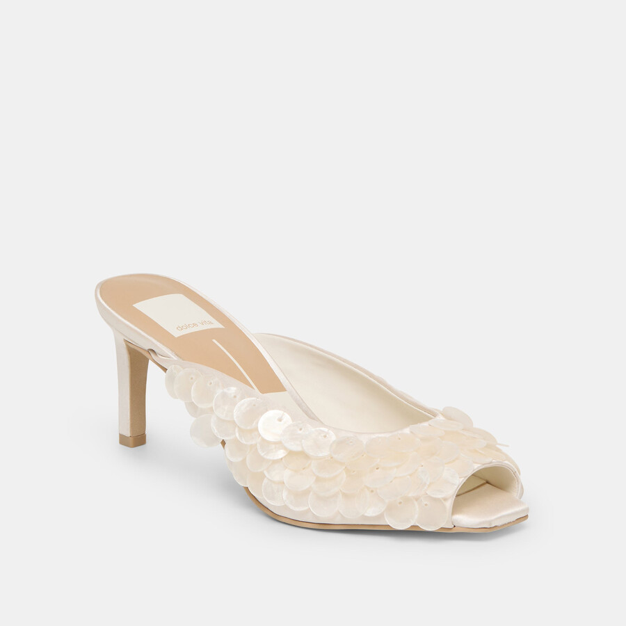 samary confetti heels aus cremefarbenem satin
