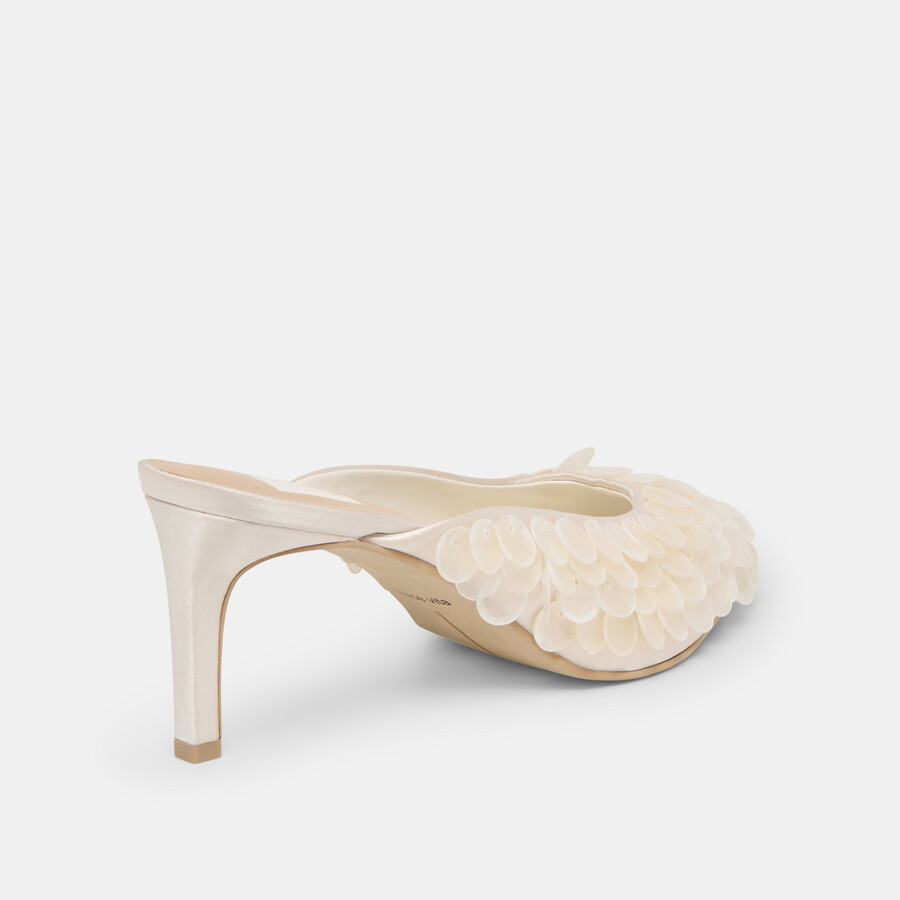 samary confetti heels aus cremefarbenem satin