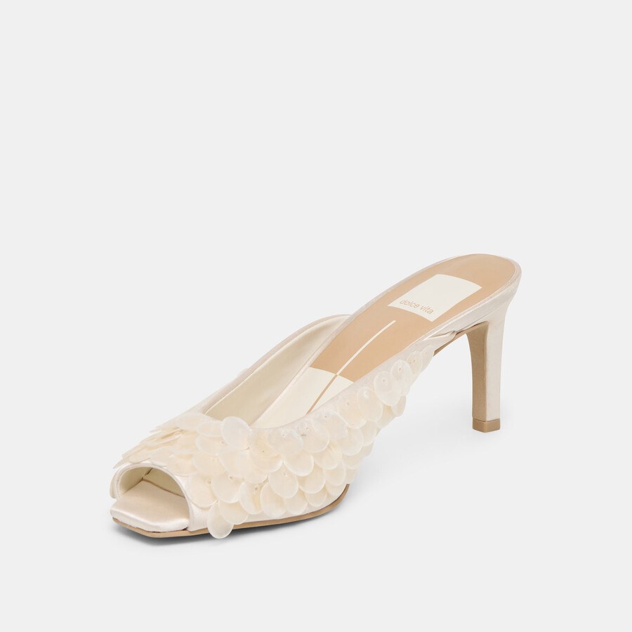 samary confetti heels aus cremefarbenem satin