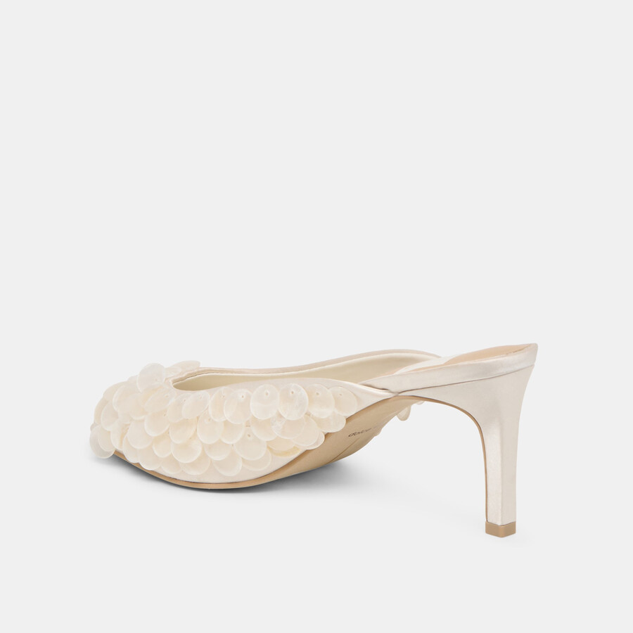 samary confetti heels aus cremefarbenem satin