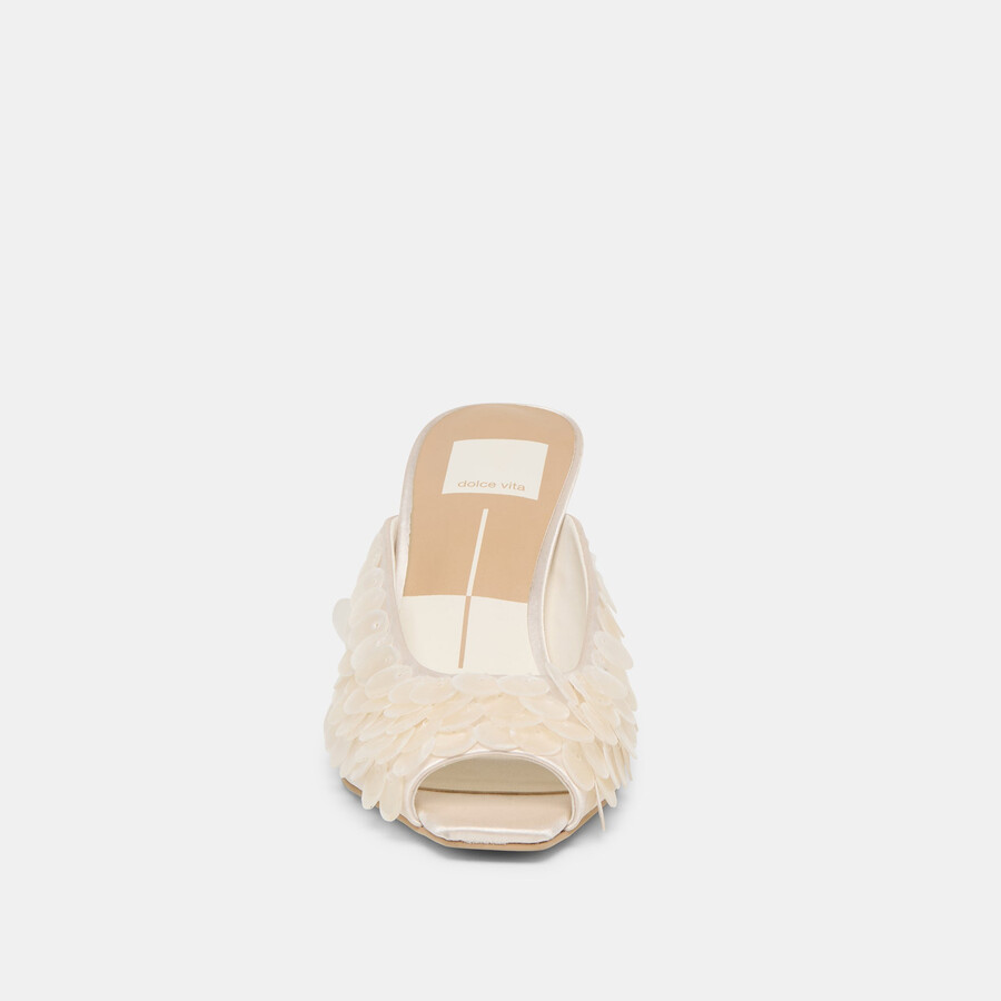 samary confetti heels aus cremefarbenem satin