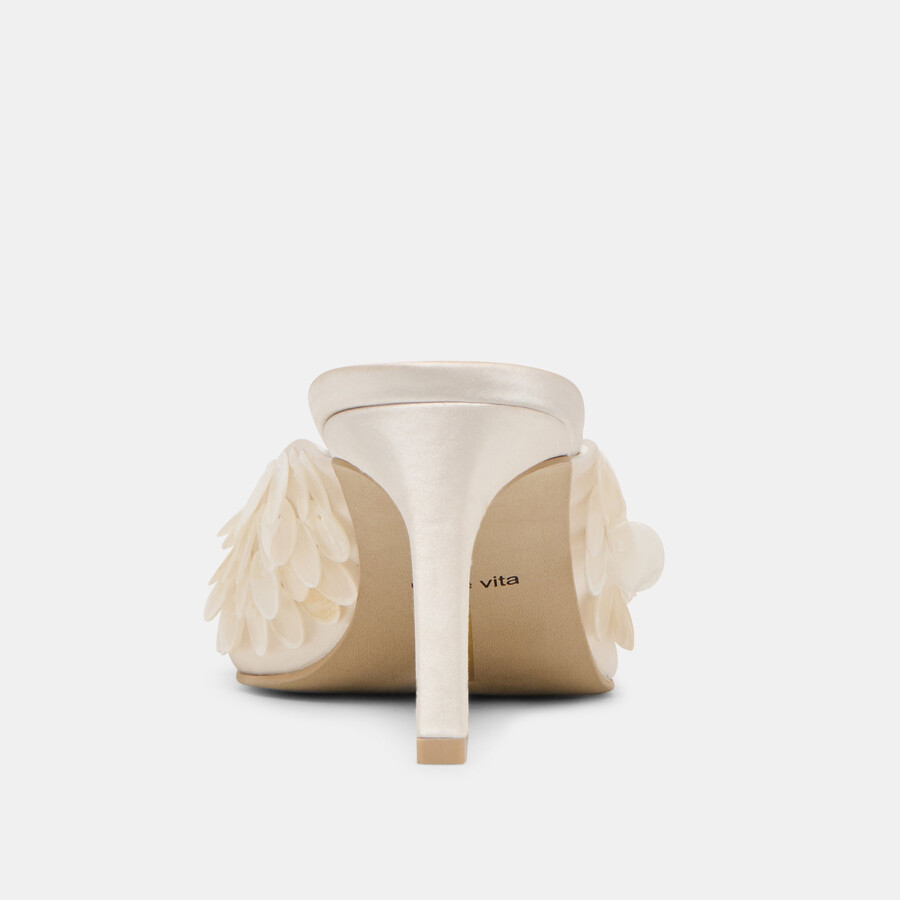 samary confetti heels aus cremefarbenem satin