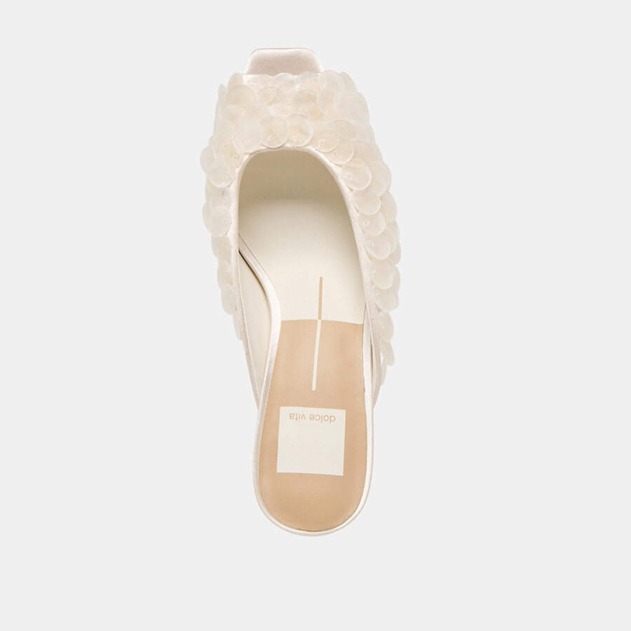 samary confetti heels aus cremefarbenem satin
