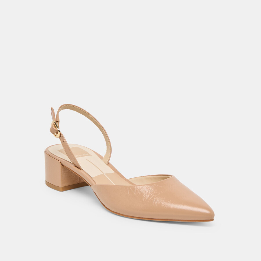 carel heels hellbraunes knitterfreies lackleder