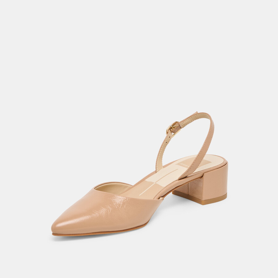 carel heels hellbraunes knitterfreies lackleder