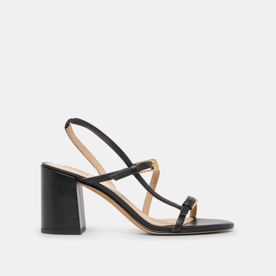 faye heels aus schwarzem leder