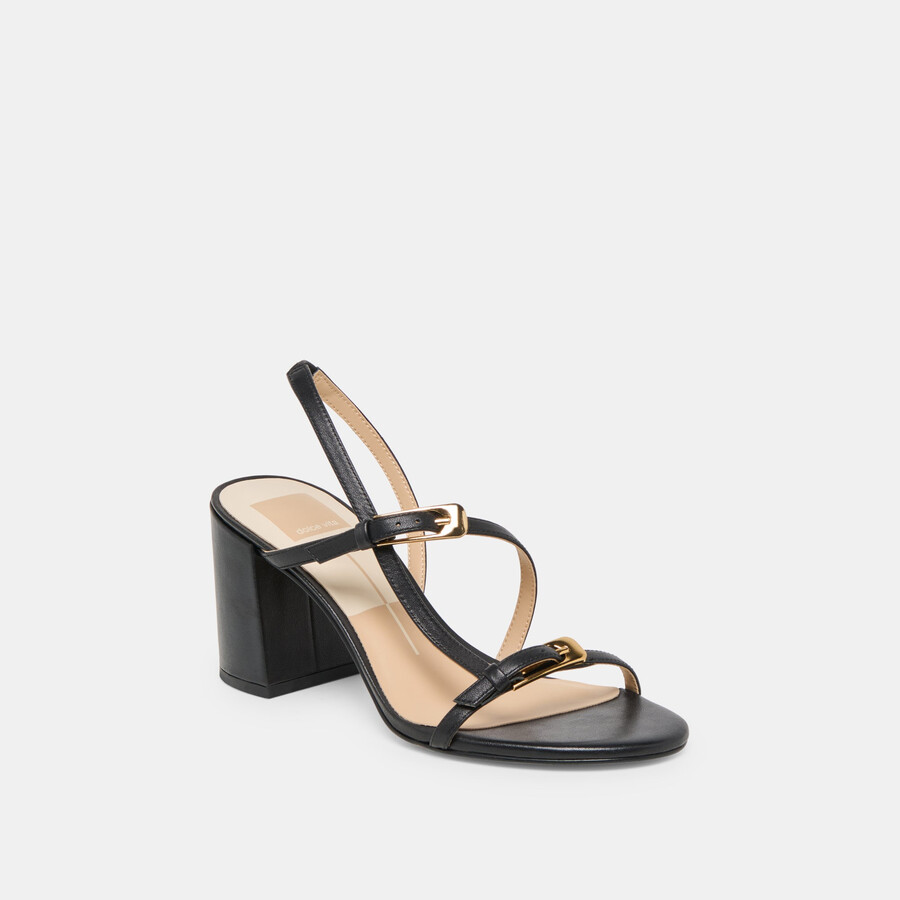 faye heels aus schwarzem leder