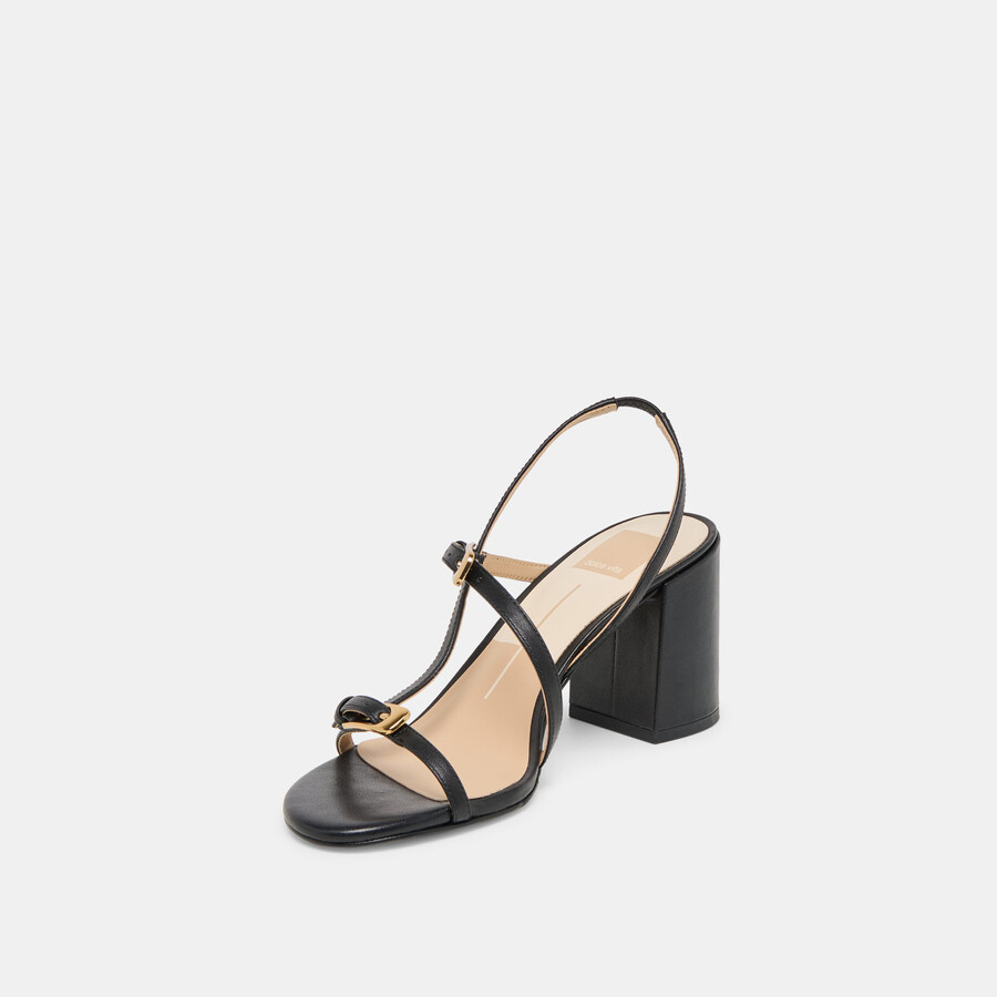 faye heels aus schwarzem leder