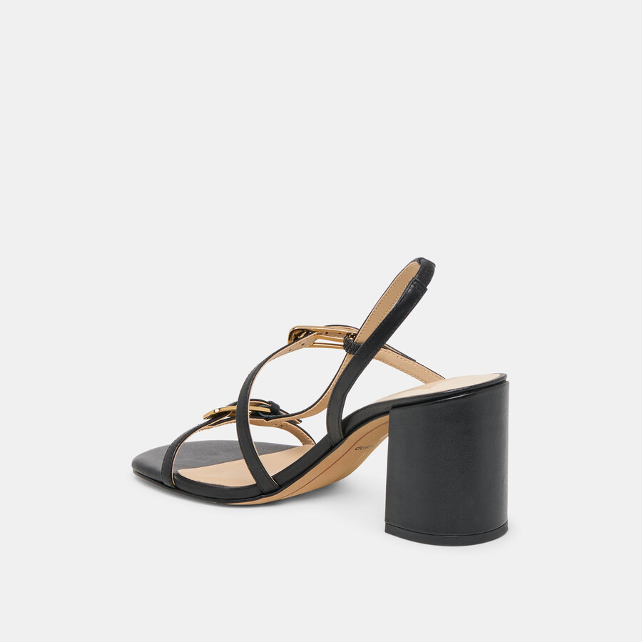 faye heels aus schwarzem leder