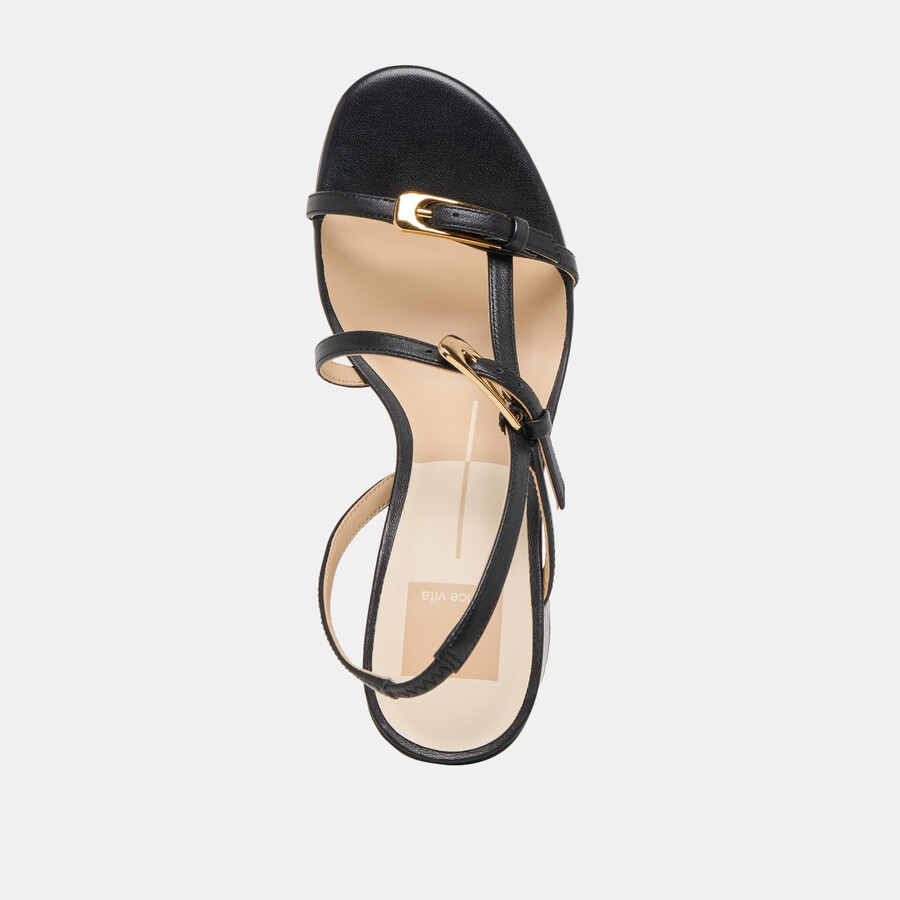 faye heels aus schwarzem leder