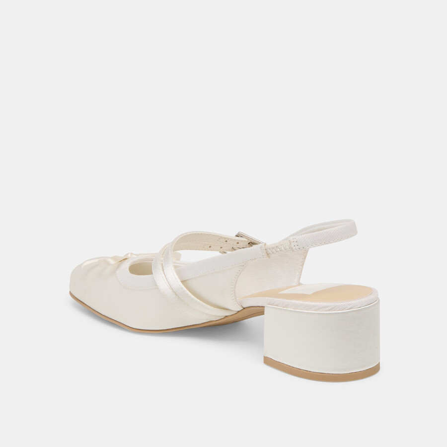 loris heels true white satin