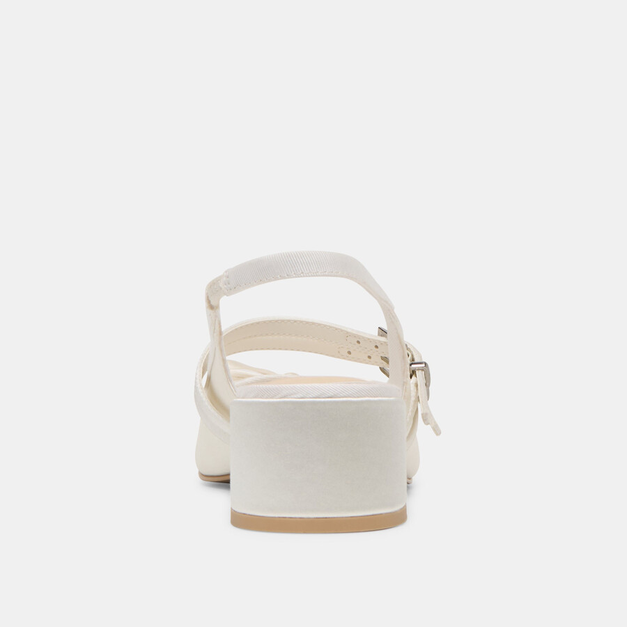 loris heels true white satin