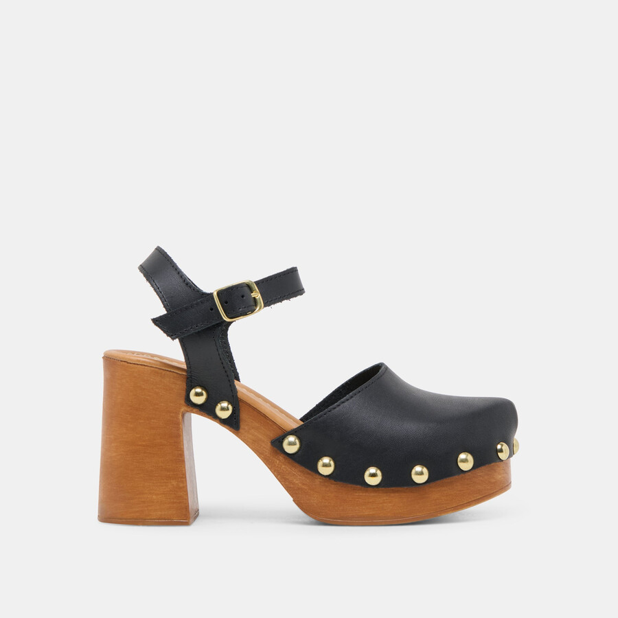 clover heels aus schwarzem leder