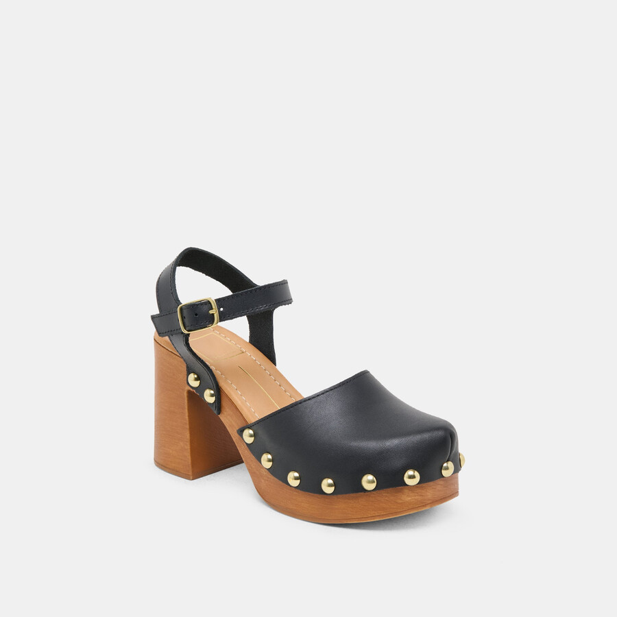 clover heels aus schwarzem leder