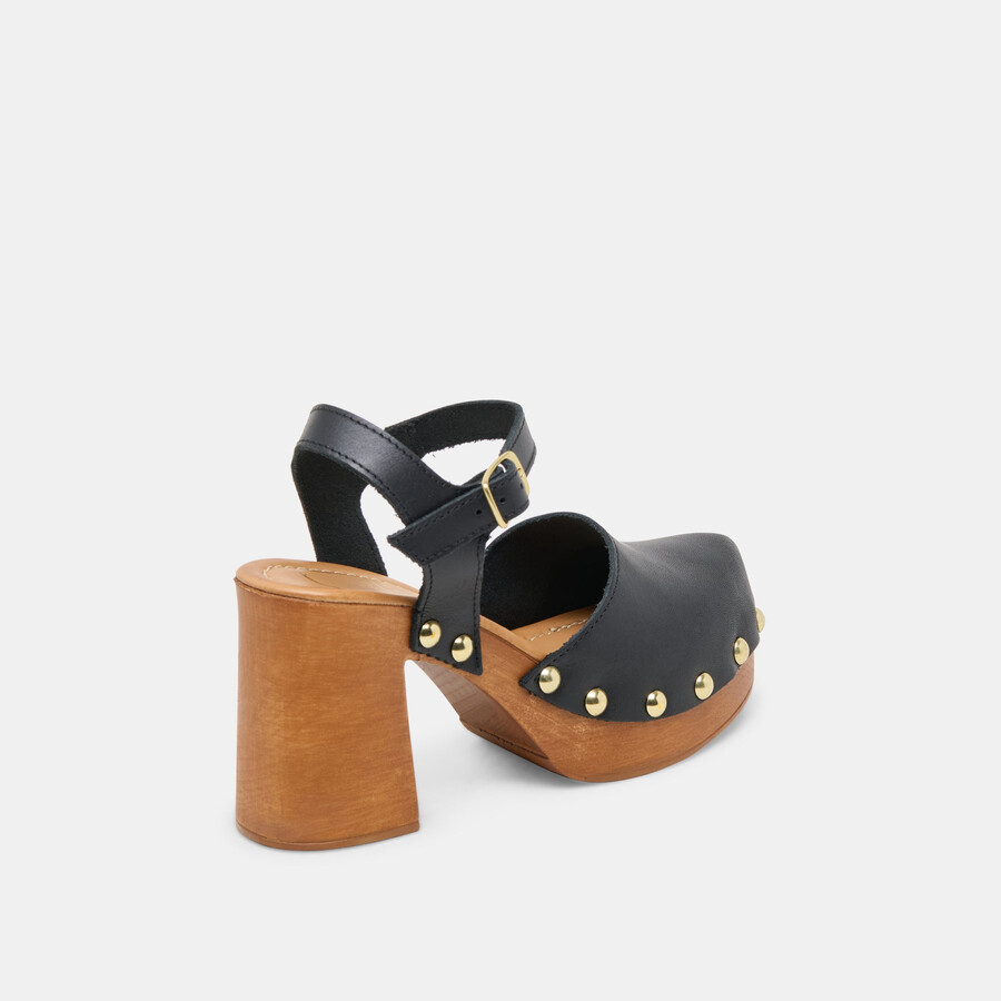 clover heels aus schwarzem leder