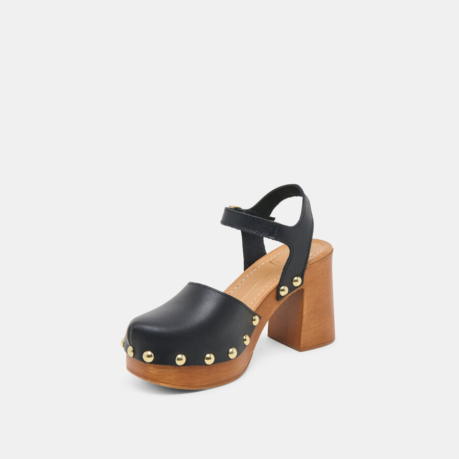 clover heels aus schwarzem leder