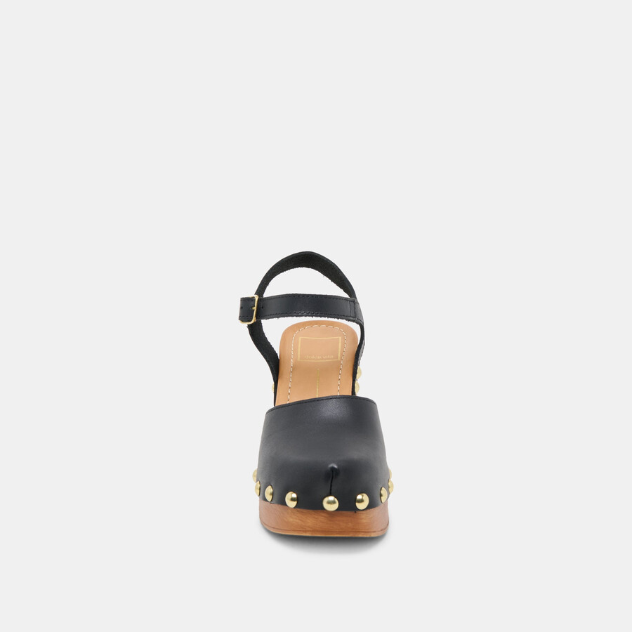 clover heels aus schwarzem leder