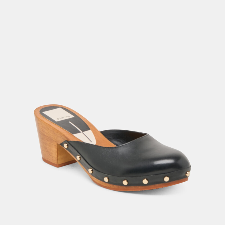 camyn heels aus schwarzem leder