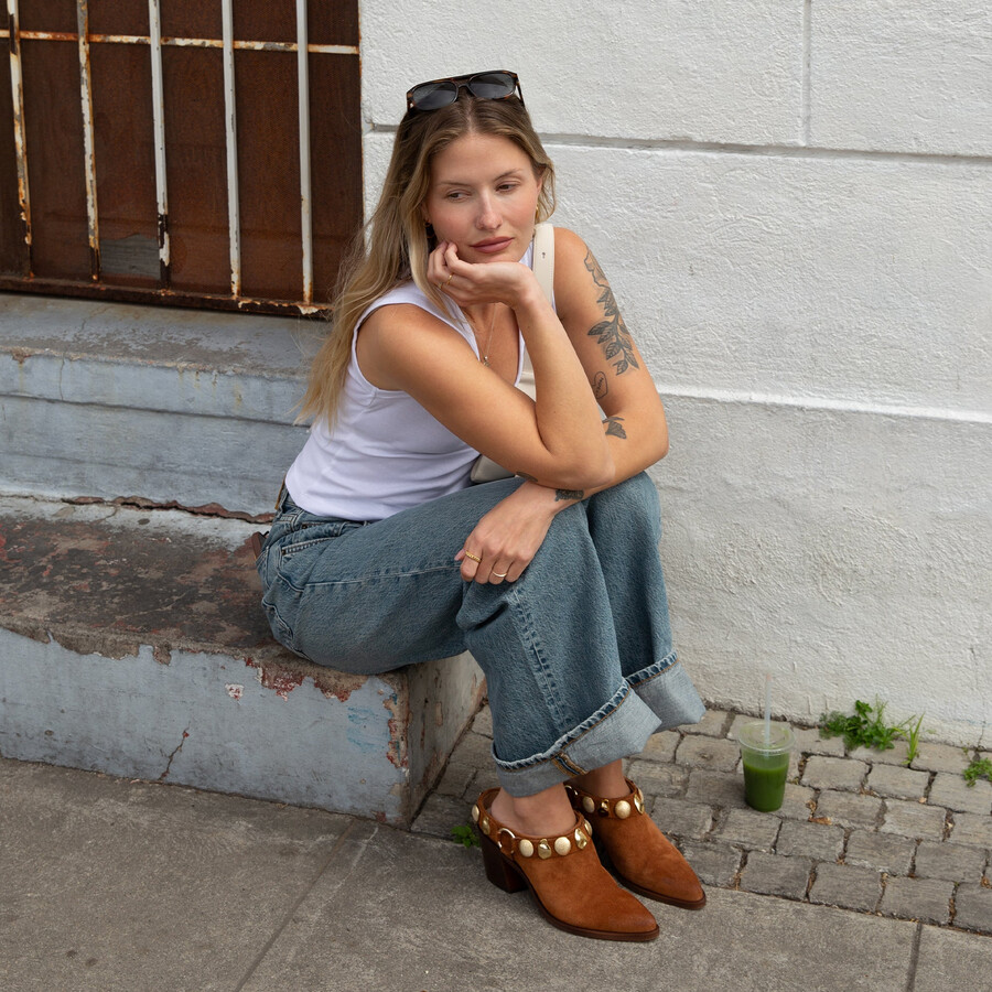 kanyon heels aus braunem wildleder