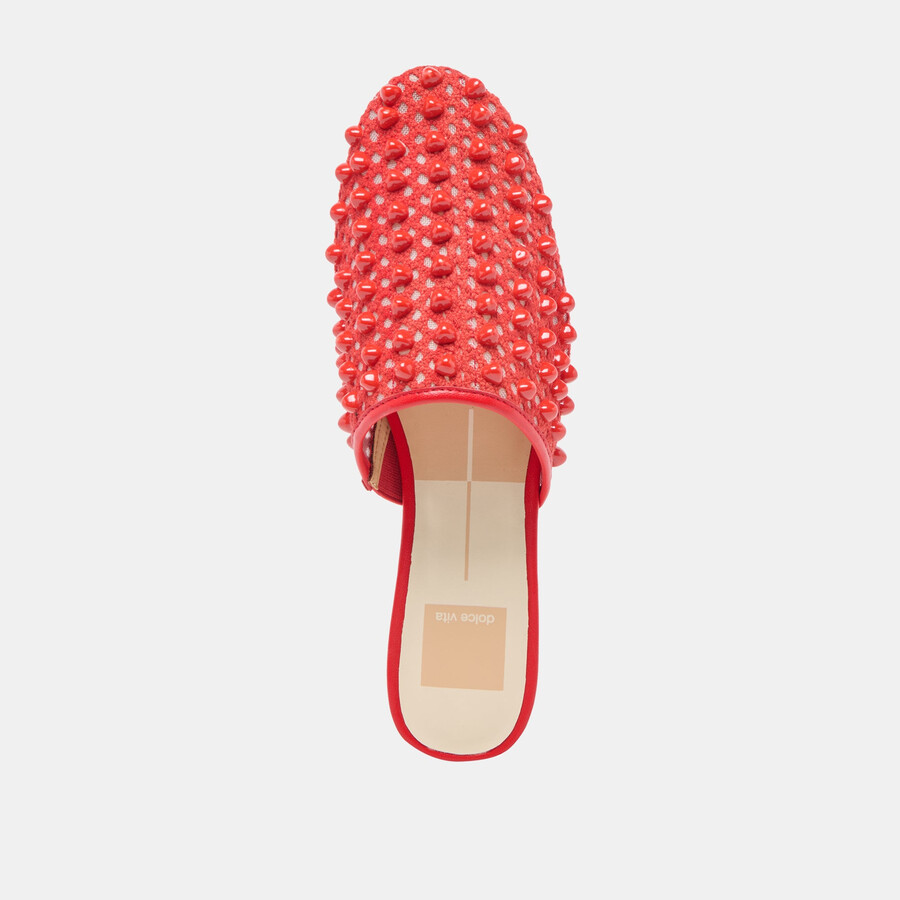 rova bead flats chili beaded mesh