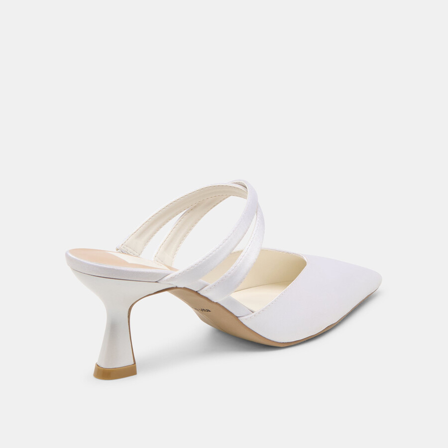linore heels true white satin