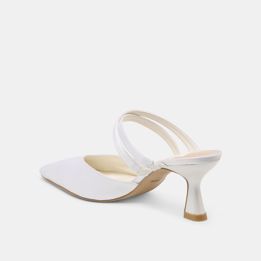 linore heels true white satin