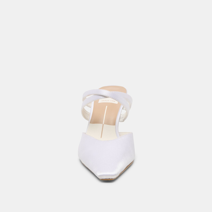 linore heels true white satin