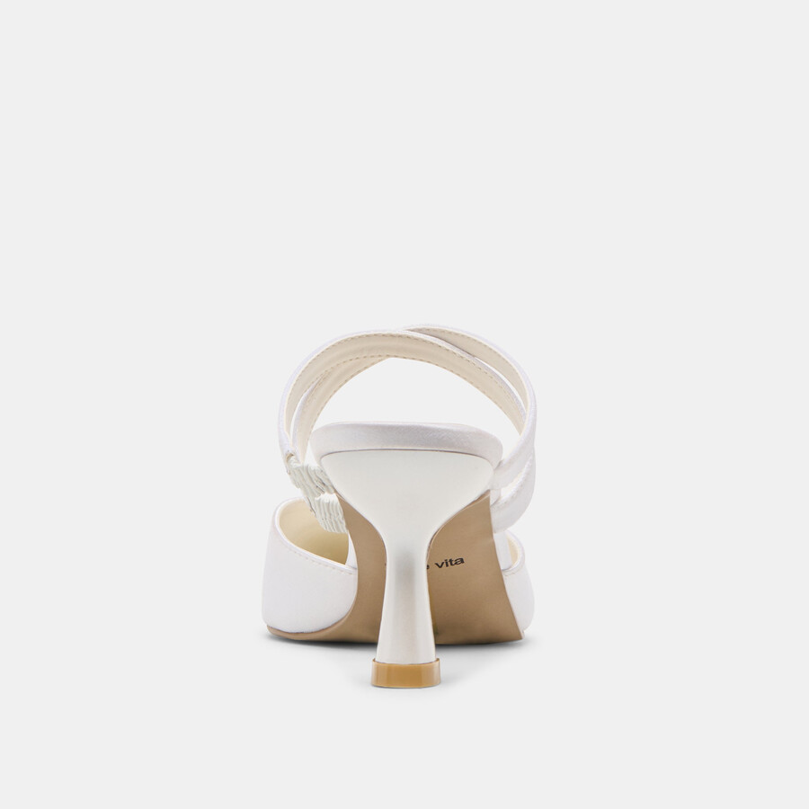 linore heels true white satin