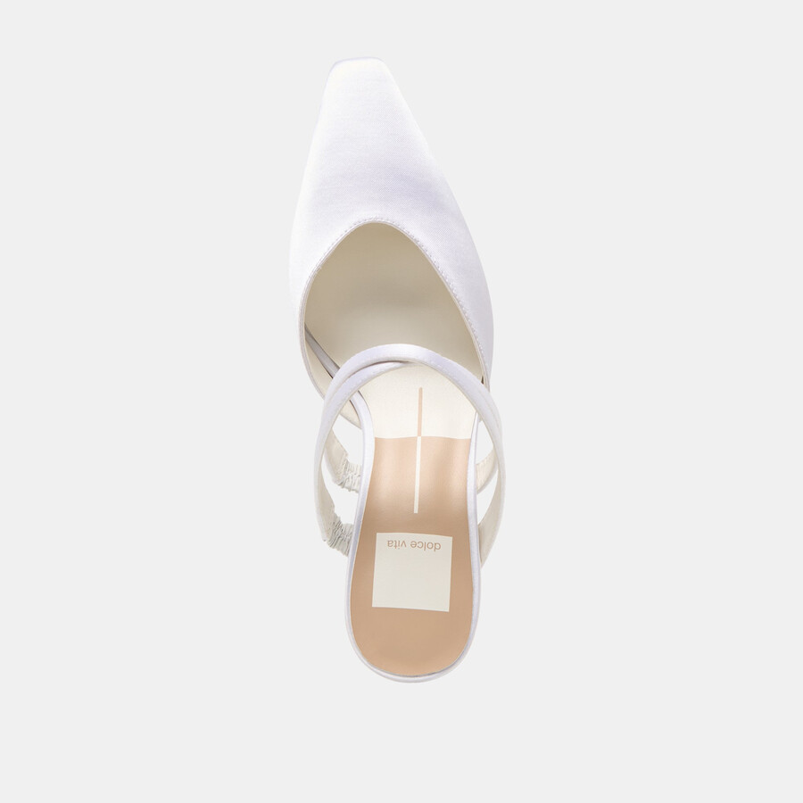 linore heels true white satin