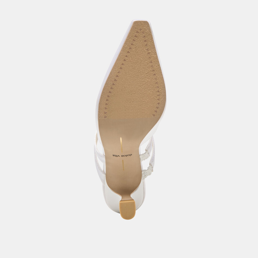 linore heels true white satin
