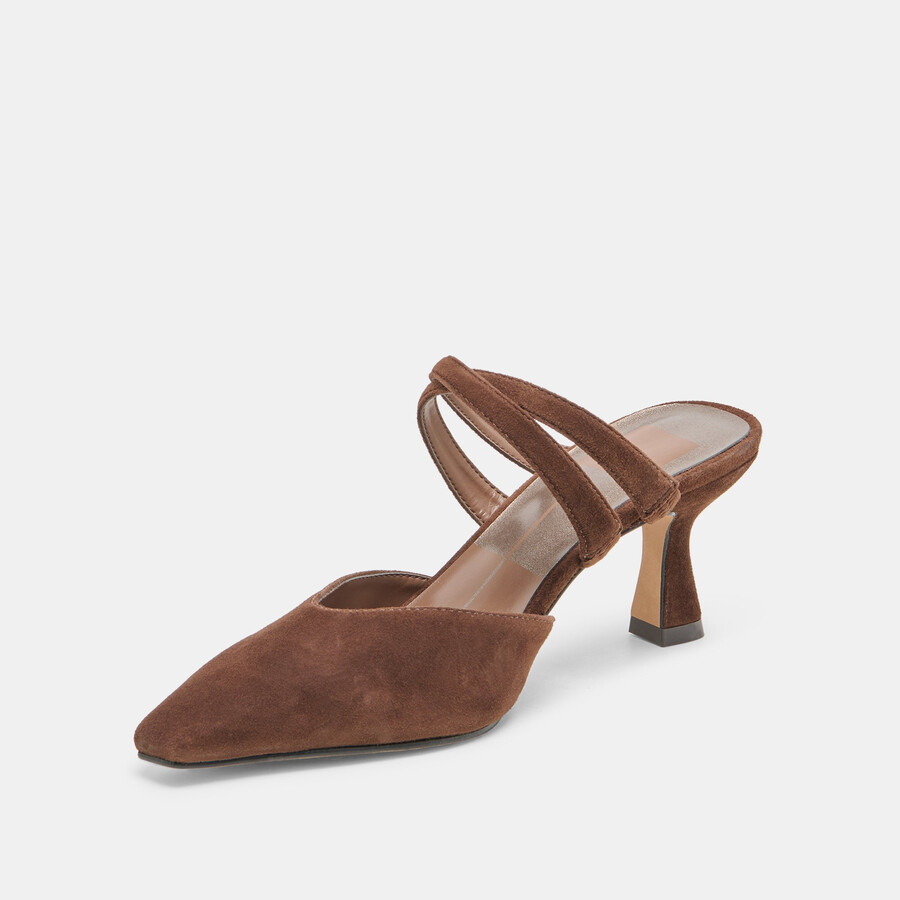 linore heels dunkelbraunes wildleder
