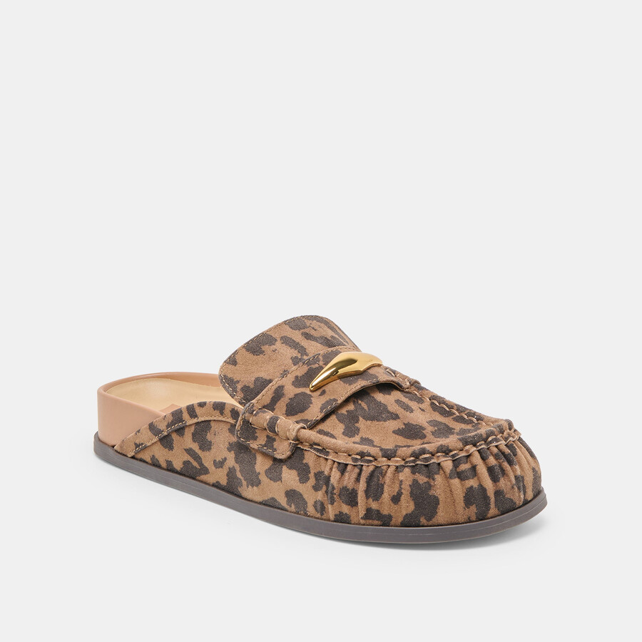 jodero flats braune wildlederschuhe mit leopardenmuster