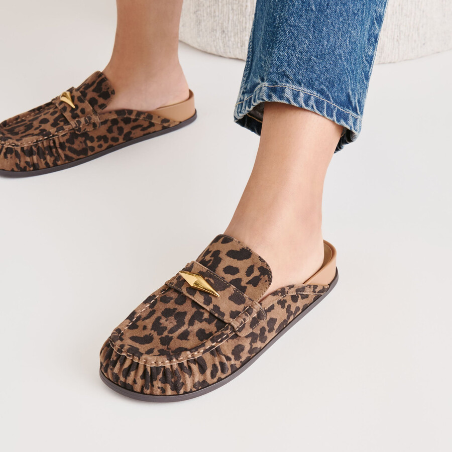 jodero flats braune wildlederschuhe mit leopardenmuster