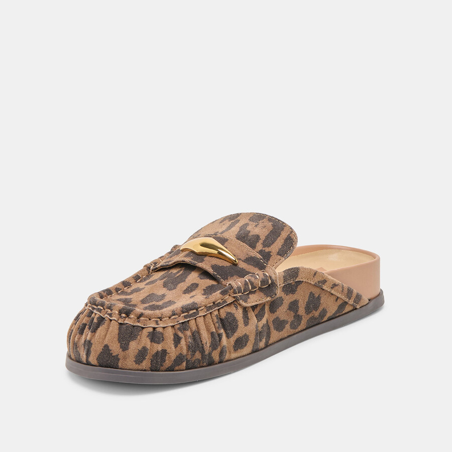 jodero flats braune wildlederschuhe mit leopardenmuster