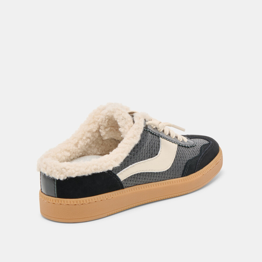 notice slide plush sneakers schwarzes gewebtes leder