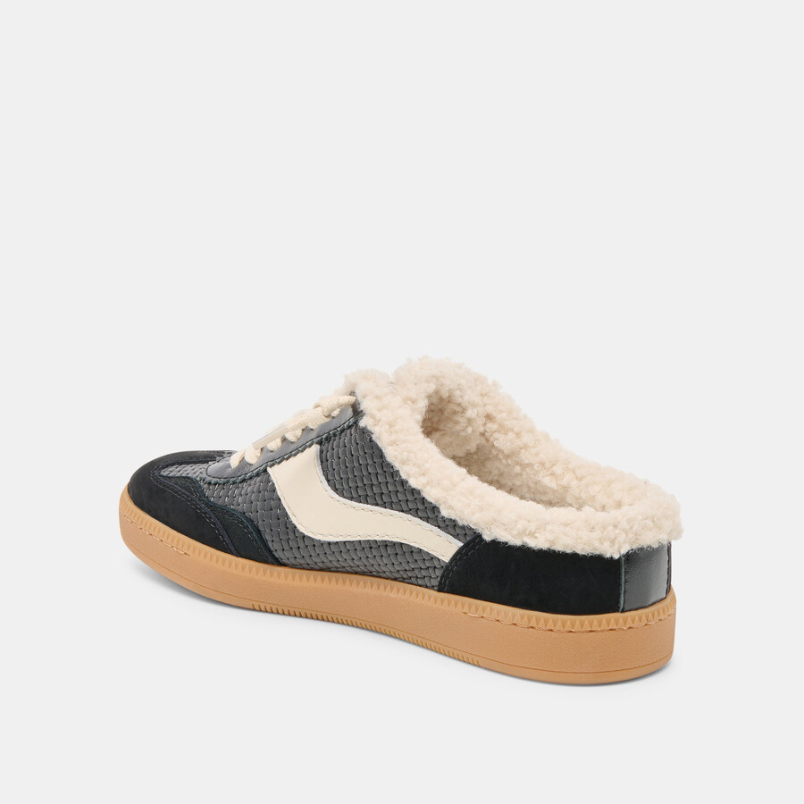 notice slide plush sneakers schwarzes gewebtes leder