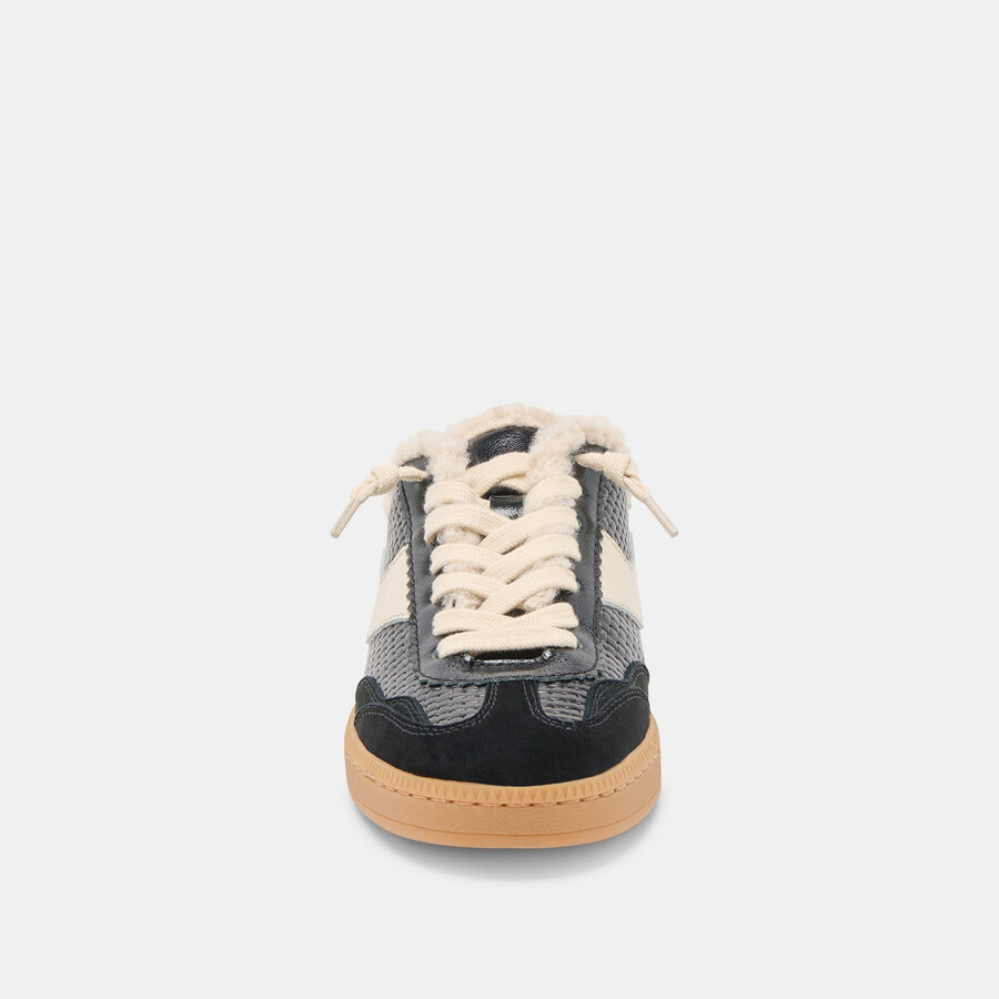 notice slide plush sneakers schwarzes gewebtes leder