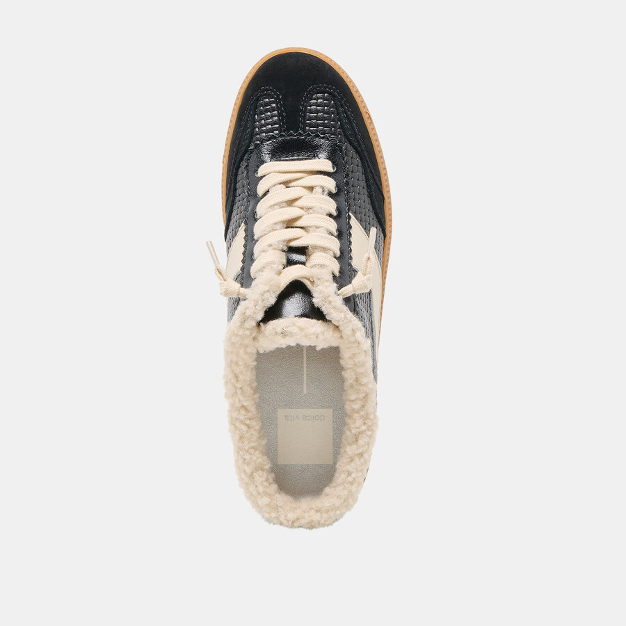 notice slide plush sneakers schwarzes gewebtes leder