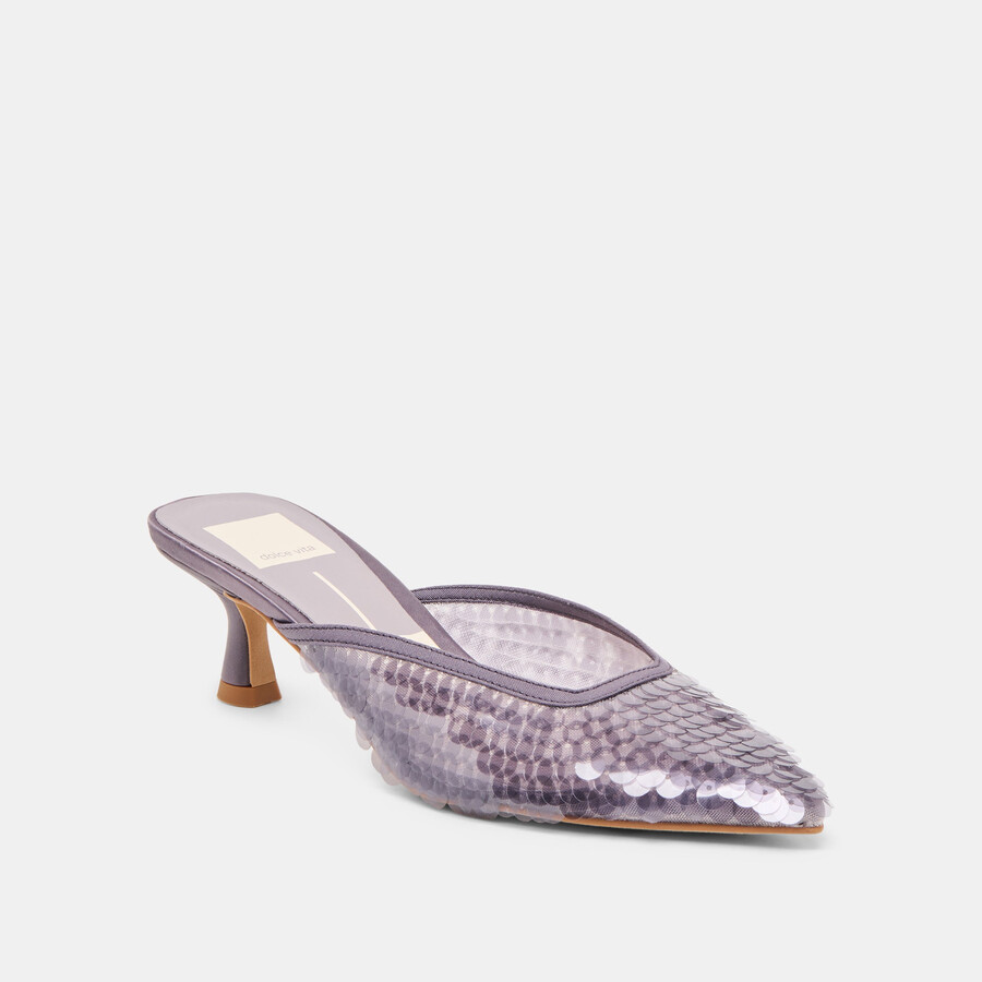 cleo pailletten-pumps rauchfarben