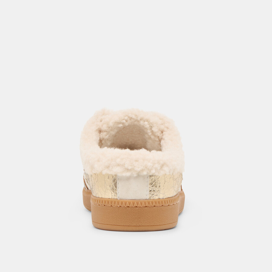 hinweis slide plush silber gold crackled leder