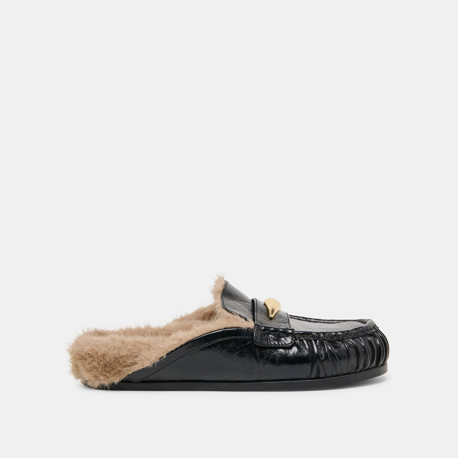 jodero plush flats schwarzes leder
