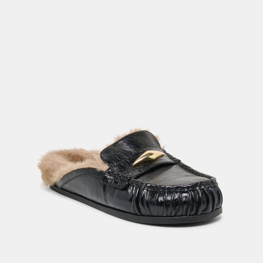 jodero plush flats schwarzes leder