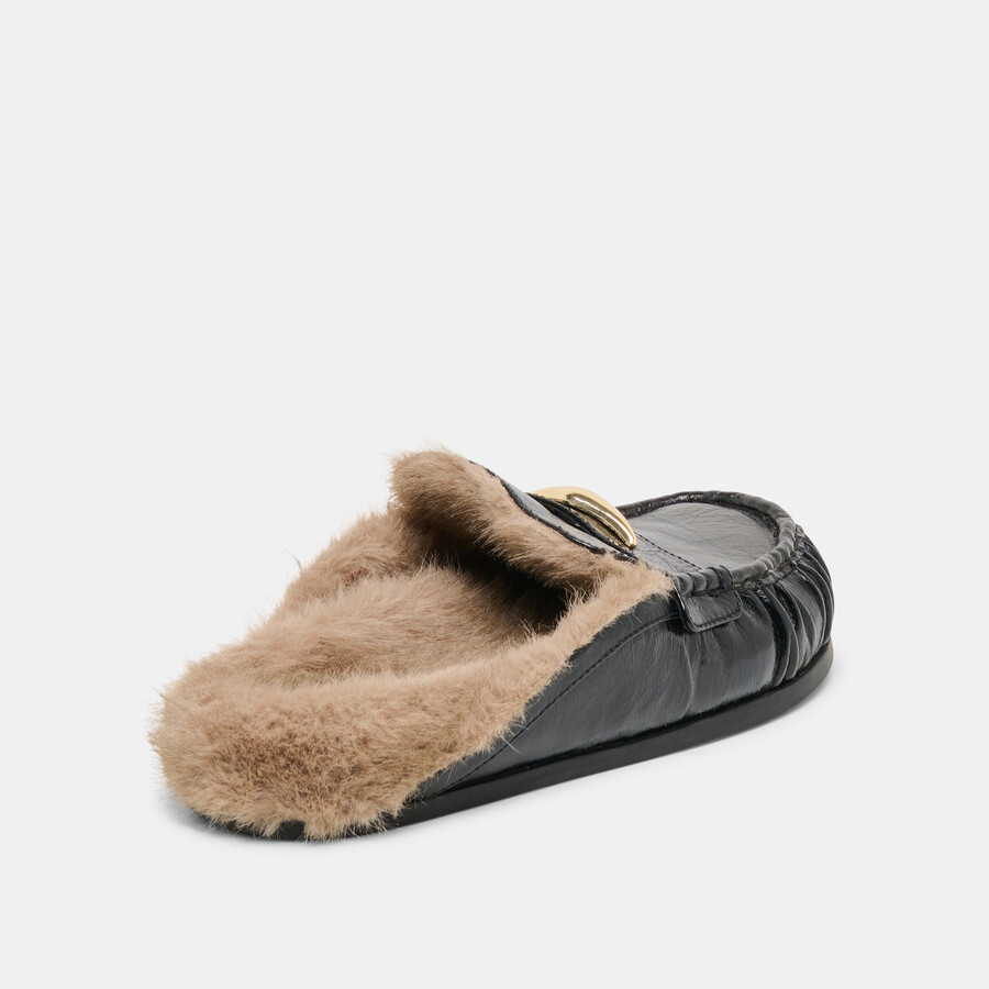 jodero plush flats schwarzes leder