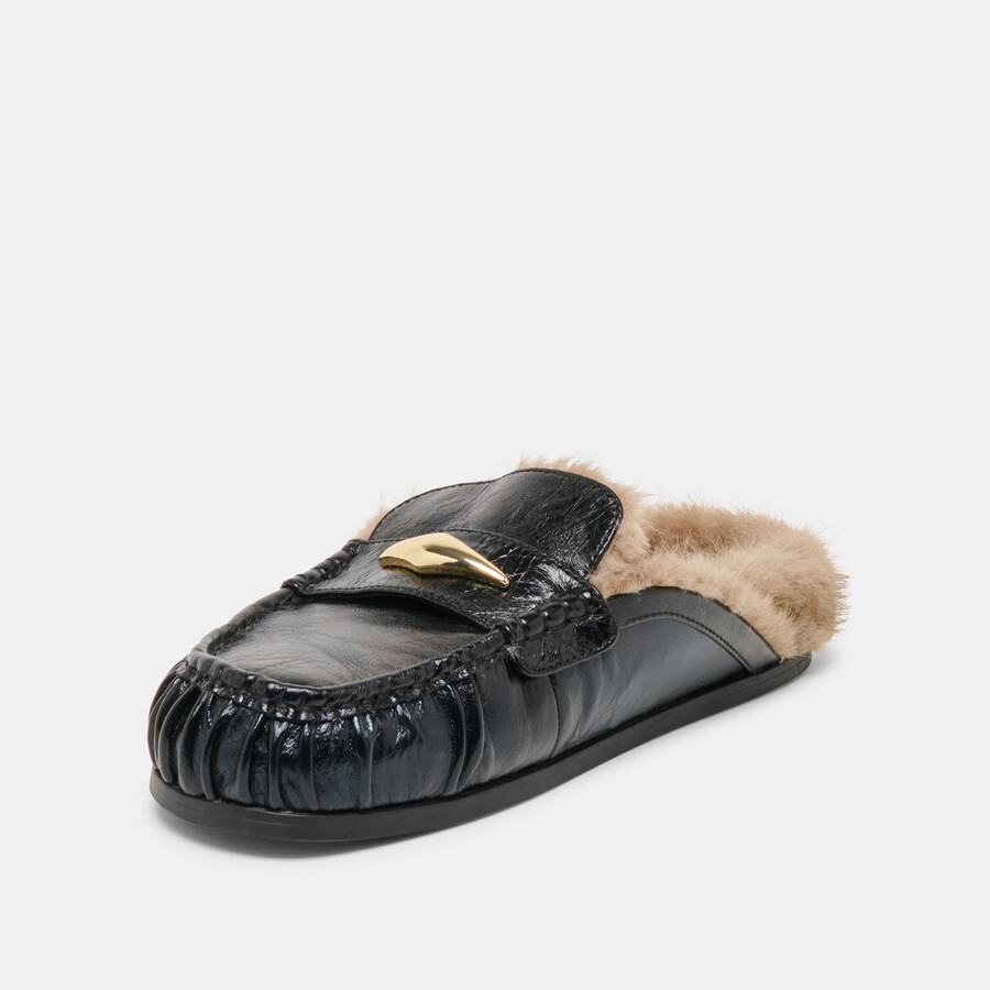 jodero plush flats schwarzes leder