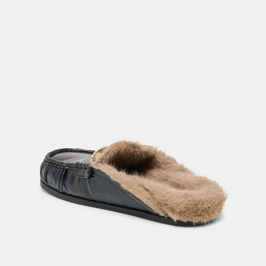 jodero plush flats schwarzes leder