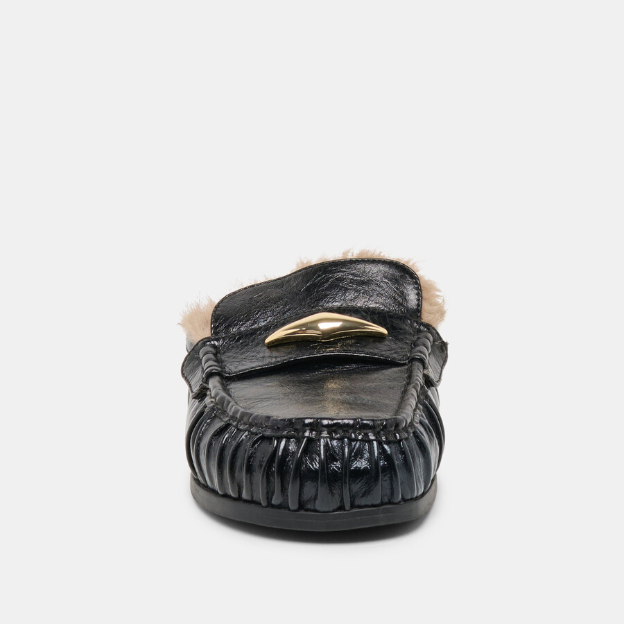 jodero plush flats schwarzes leder