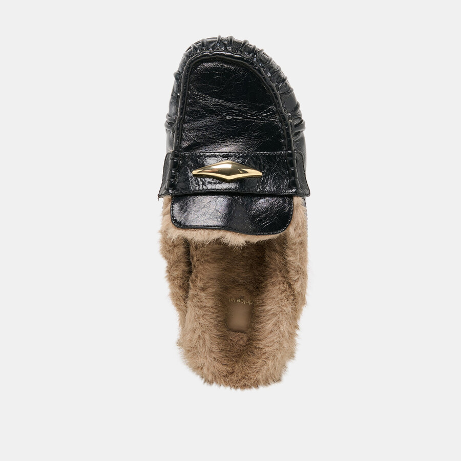 jodero plush flats schwarzes leder